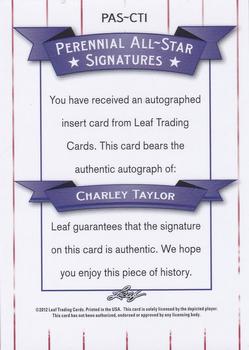 2012 Leaf Legends of Sport - Perennial All-Stars Autographs Gold #PAS-CT1 Charley Taylor Back