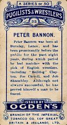 1908 Ogden’s Pugilists & Wrestlers Series 1 #33 Peter Bannon Back