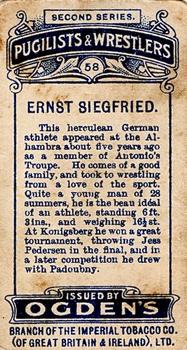 1909 Ogden’s Pugilists & Wrestlers Series 2 #58 Ernst Siegfried Back