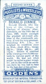 1909 Ogden’s Pugilists & Wrestlers Series 2 #72 Donald Dinnie Back