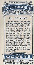 1909 Ogden’s Pugilists & Wrestlers Series 2 #75 Al Delmont Back