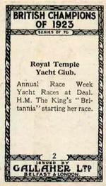 1924 Gallaher British Champions of 1923 #2 Royal Temple - Yacht Club Back