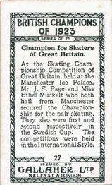 1924 Gallaher British Champions of 1923 #27 J.F. Page / Miss Ethel Muckelt Back