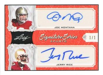 2021 Leaf Signature Series Sports - Dual Signatures Orange #SSD-07 Joe Montana / Jerry Rice Front