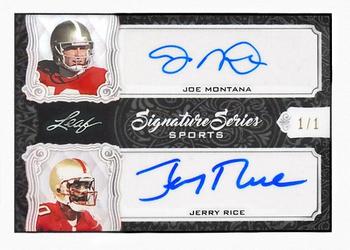 2021 Leaf Signature Series Sports - Dual Signatures Black #SSD-07 Joe Montana / Jerry Rice Front