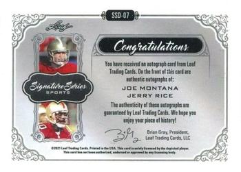 2021 Leaf Signature Series Sports - Dual Signatures Silver #SSD-07 Joe Montana / Jerry Rice Back