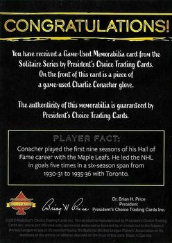 2020 President's Choice Solitaire - Game-Used Memorabilia Small Gold #NNO Charlie Conacher Back