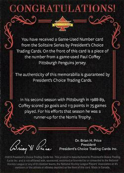 2020 President's Choice Solitaire - Game-Used Number Red #NNO Paul Coffey Back