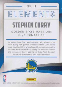 2015 Panini Father's Day - Elements Pyramid #11 Stephen Curry Back