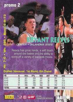 1995 Signature Rookies Tetrad - Promos #promo 2 Bryant Reeves Back