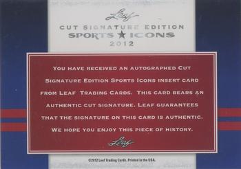 2012 Leaf Sports Icons Cut Signature Edition #NNO Gary Carter Back