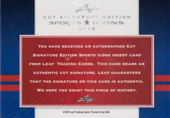 2012 Leaf Sports Icons Cut Signature Edition #NNO Sam Crawford Back
