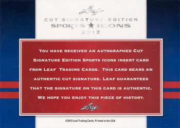 2012 Leaf Sports Icons Cut Signature Edition #NNO Stan Musial Back