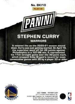 2021 Panini Father's Day #BKI10 Stephen Curry Back