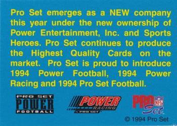 1994 Pro Set Power National Promos - Header Cards #NNO Header Card Back