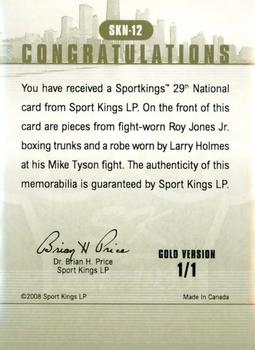 2008 Sportkings Series B - The National Convention Memorabilia Gold #SKN-12 Roy Jones Jr. / Larry Holmes Back