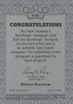 2008 Sportkings Series B - Autograph Silver #A-GC Gary Carter Back