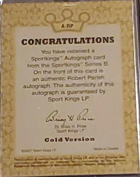 2008 Sportkings Series B - Autograph Gold #A-RP Robert Parish Back