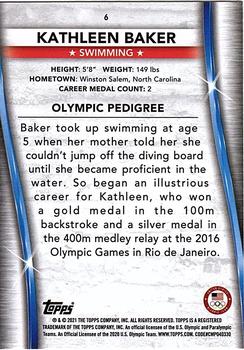 2021 Topps U.S. Olympic & Paralympic Team & Hopefuls - Bronze #6 Kathleen Baker Back