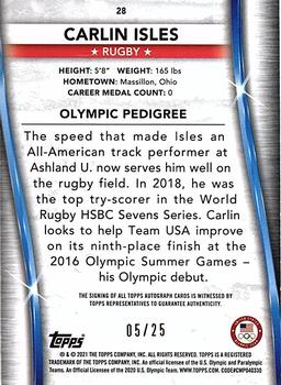 2021 Topps U.S. Olympic & Paralympic Team & Hopefuls - Autograph US Flag #28 Carlin Isles Back