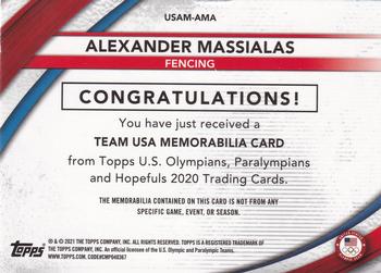 2021 Topps U.S. Olympic & Paralympic Team & Hopefuls - Team USA Memorabilia Pieces #USAM-AMA Alexander Massialas Back