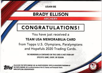 2021 Topps U.S. Olympic & Paralympic Team & Hopefuls - Team USA Memorabilia Pieces #USAM-BE Brady Ellison Back