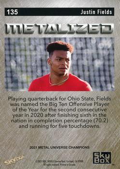 2021 SkyBox Metal Universe Champions #135 Justin Fields Back