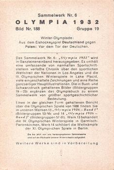 1936 Reemtsma Cigarettes Olympia 1932 Reprint #188 Walter Leinweber / Alfred Heinrich Back