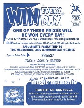 2006 Peters Commonwealth Games Aussie Magic Moments #5 Robert De Castella Back