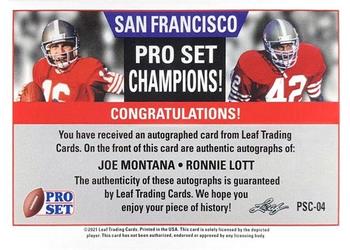 2021 Pro Set Sports - Pro Set Champions Navy Blue #PSC-04 Joe Montana / Ronnie Lott Back