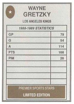 1990 Premier Sports Stars Limited Edition (unlicensed) #NNO Wayne Gretzky Back