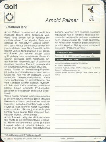 1978 Sportscaster Series 19 Finnish #19-435 Arnold Palmer Back