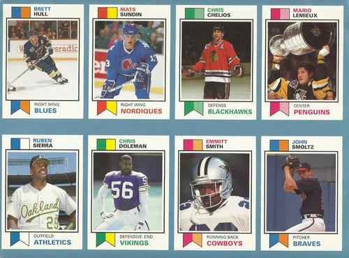 1993 SCD Sports Card Pocket Price Guide - Full Sheets #9-16 Mario Lemieux / Chris Chelios / Mats Sundin / Brett Hull / John Smoltz / Emmitt Smith / Chris Doleman / Ruben Sierra Front