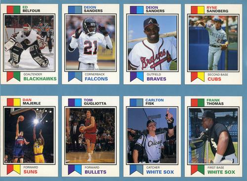 1993 SCD Sports Card Pocket Price Guide - Full Sheets #57-64 Ryne Sandberg / Deion Sanders / Deion Sanders / Ed Belfour / Frank Thomas / Carlton Fisk / Dan Majerle / Tom Gugliotta Front