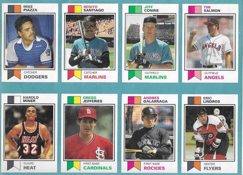 1993 SCD Sports Card Pocket Price Guide - Full Sheets #65-72 Tim Salmon / Jeff Conine / Benito Santiago / Mike Piazza / Eric Lindros / Andres Galarraga / Gregg Jefferies / Harold Miner Front