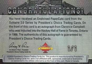 2021 President's Choice Solitaire 2.0 - Enshrined PaperCuts #NNO Clarence Campbell Back