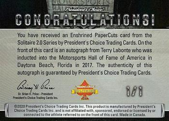 2021 President's Choice Solitaire 2.0 - Enshrined PaperCuts #NNO Terry Labonte Back
