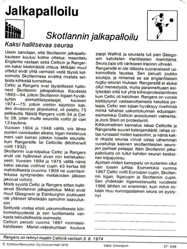 1978 Sportscaster Series 27 Finnish #27-638 Skotlannin jalkapalloilu Back