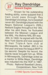 1991 Allan Kaye's Sports Cards News Magazine - Tobacco-Sized Cards 1991-92 #37 Ray Dandridge Back