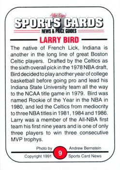 1991 Allan Kaye's Sports Cards News Magazine - Standard-Sized 1991 #9 Larry Bird Back