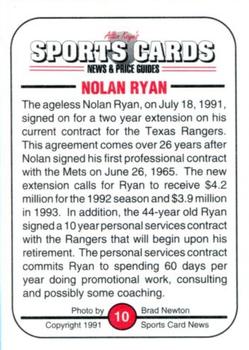 1991 Allan Kaye's Sports Cards News Magazine - Standard-Sized 1991 #10 Nolan Ryan Back