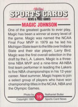1991 Allan Kaye's Sports Cards News Magazine - Standard-Sized 1991 #19 Magic Johnson Back