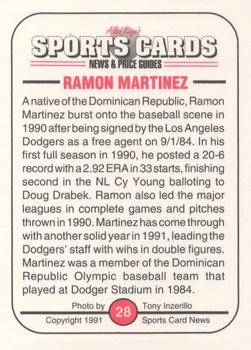 1991 Allan Kaye's Sports Cards News Magazine - Standard-Sized 1991 #28 Ramon Martinez Back