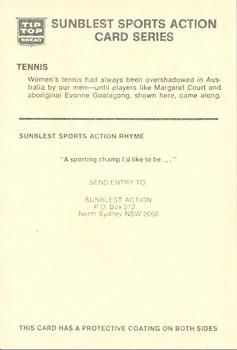 1973 Sunblest Sports Action Cards #NNO Evonne Goolagong Back