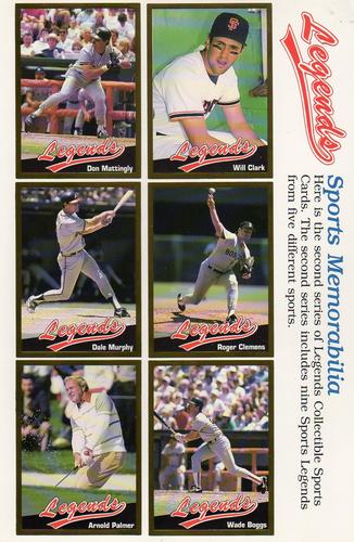 1990 Legends Sports Memorabilia - Panels #10-15 Will Clark / Don Mattingly / Roger Clemens / Dale Murphy / Wade Boggs / Arnold Palmer Front