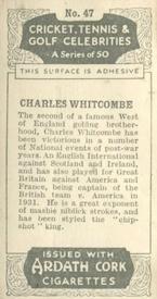 1935 Ardath Cork Cricket, Tennis & Golf Celebrities #47 Charles Whitcombe Back