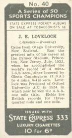 1935 Ardath State Express A Series of 50 Sports Champions #40 John Lovelock Back