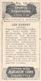1935 Ardath Cork Sports Champions #19 Len Harvey Back