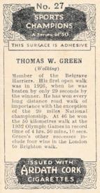 1935 Ardath Cork Sports Champions #27 Thomas Green Back