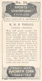 1935 Ardath Cork Sports Champions #38 Bob Tisdall Back